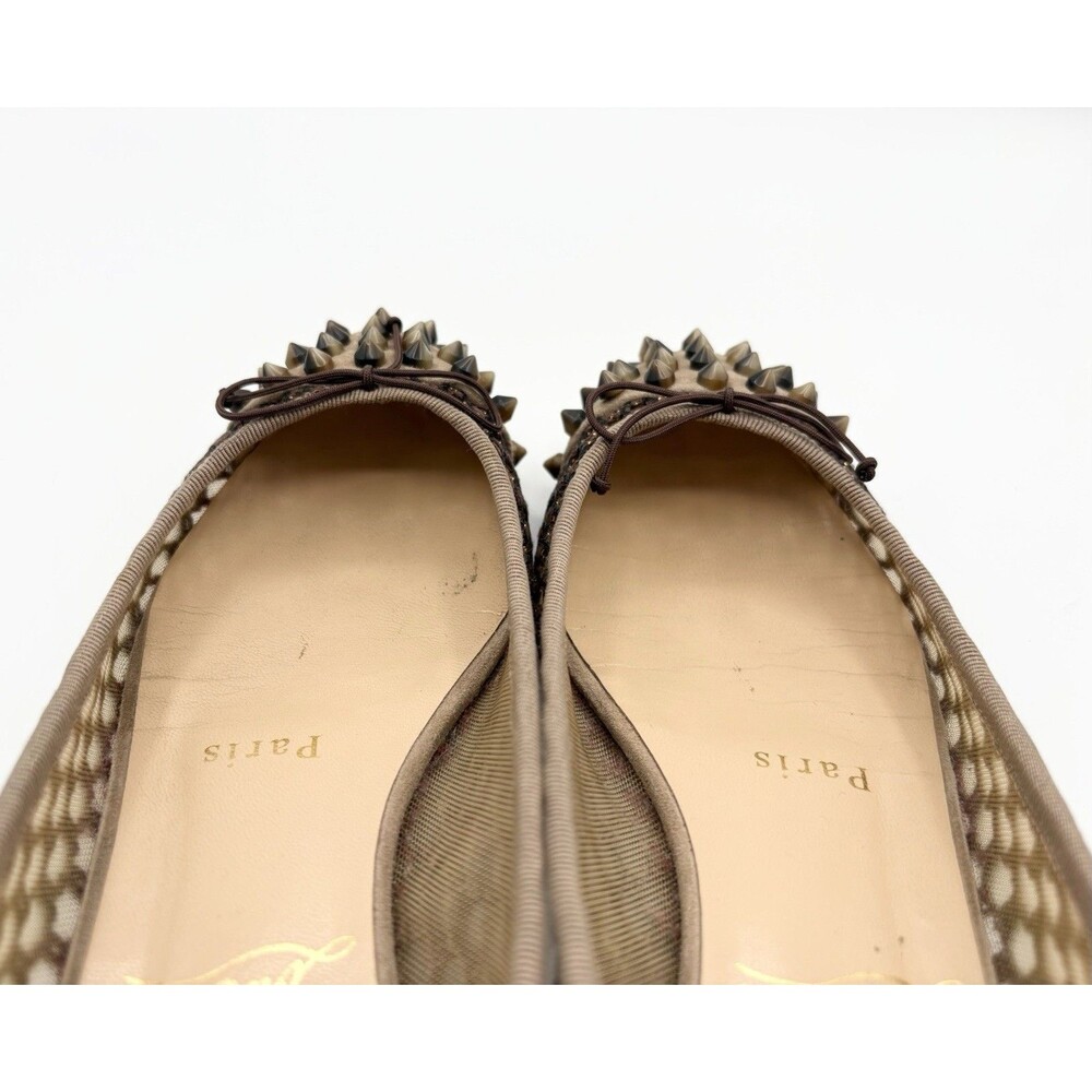 Christian Louboutin Brown Suede & Mesh Flats w/ Tortoise Spikes Sz EU 35.5 - Picture 7 of 12